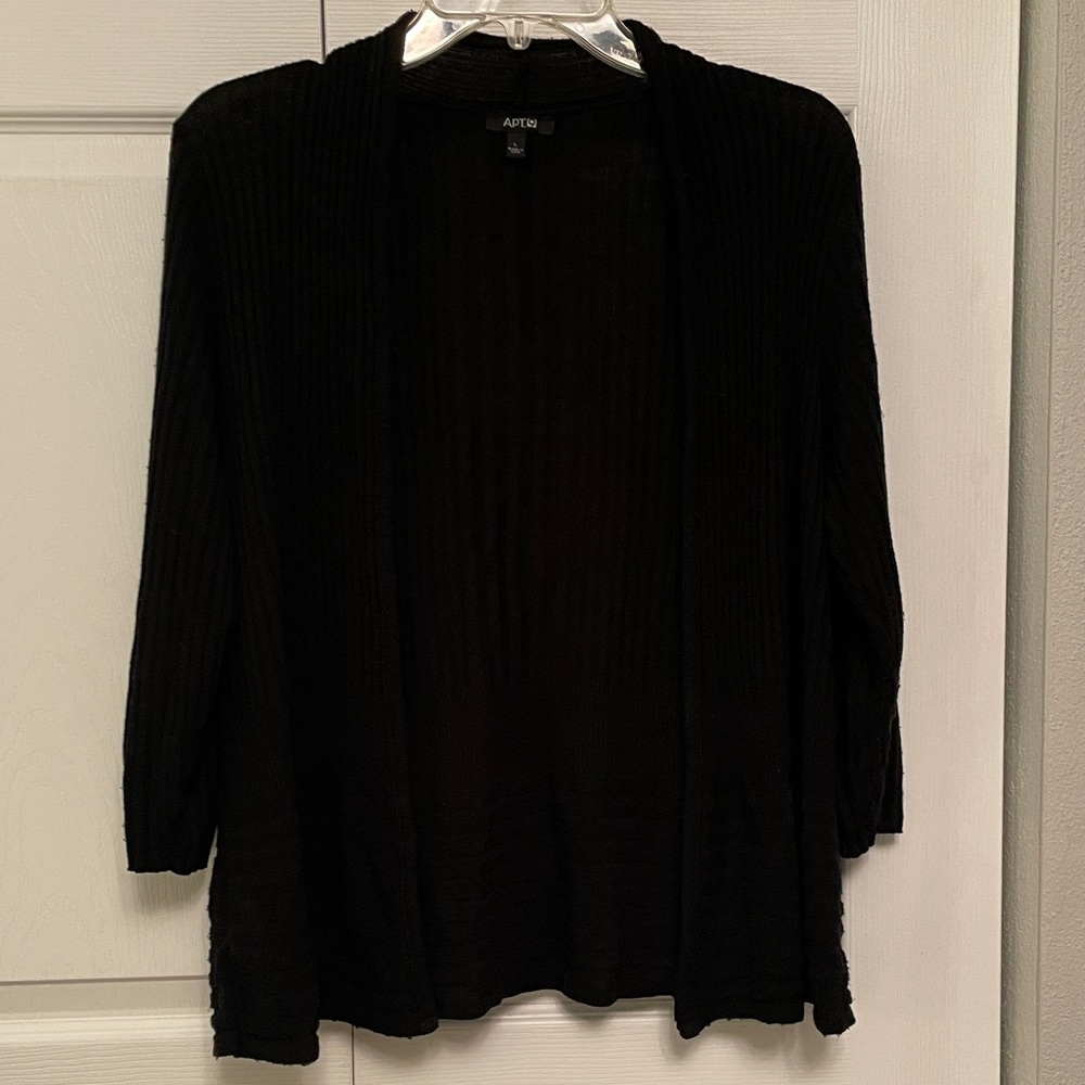 Apt. 9 Large Black Open Front Cardigan Sweater
